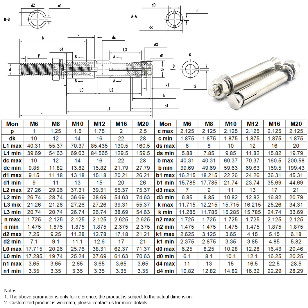 Ss Sleeve Anchors With Hex Nut Flat Washer And Spring Washer Buy Ss